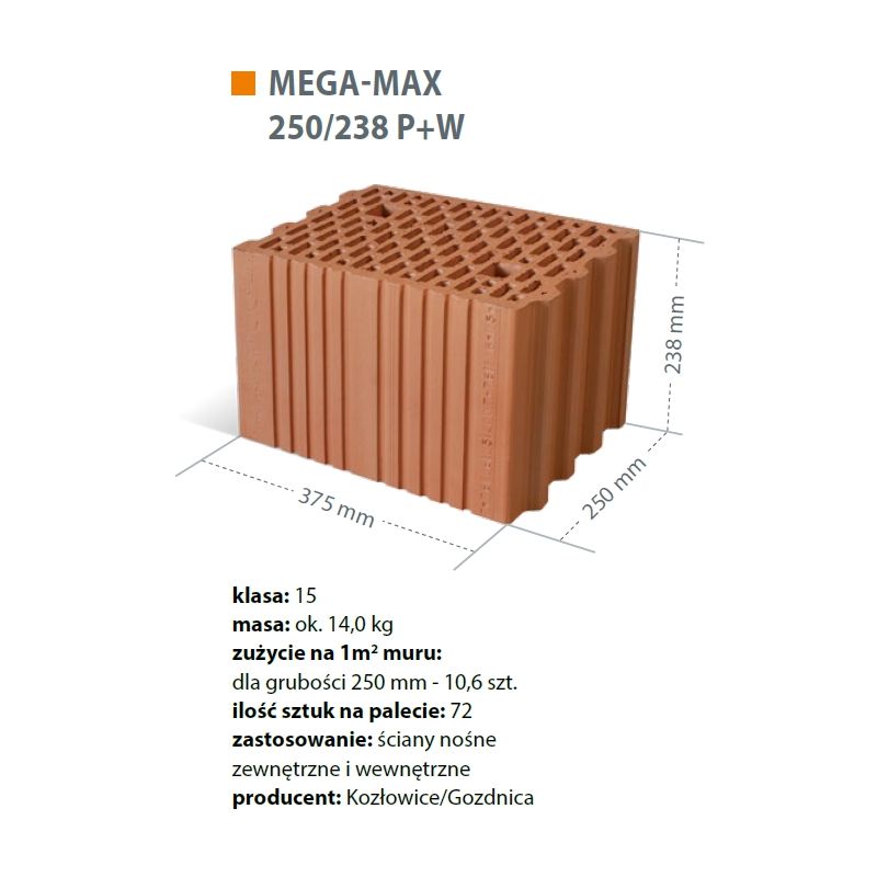 pustak ceramiczny MEGA-MAX 250 P+W Cerpol